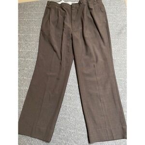 Towncraft Mens Brown Pleated Dress Pants Wool Blend 44-30 Straight Leg Trousers